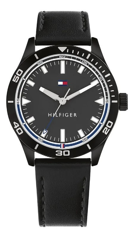 Relógio Tommy Hilfiger Toc Masculino Couro Preto