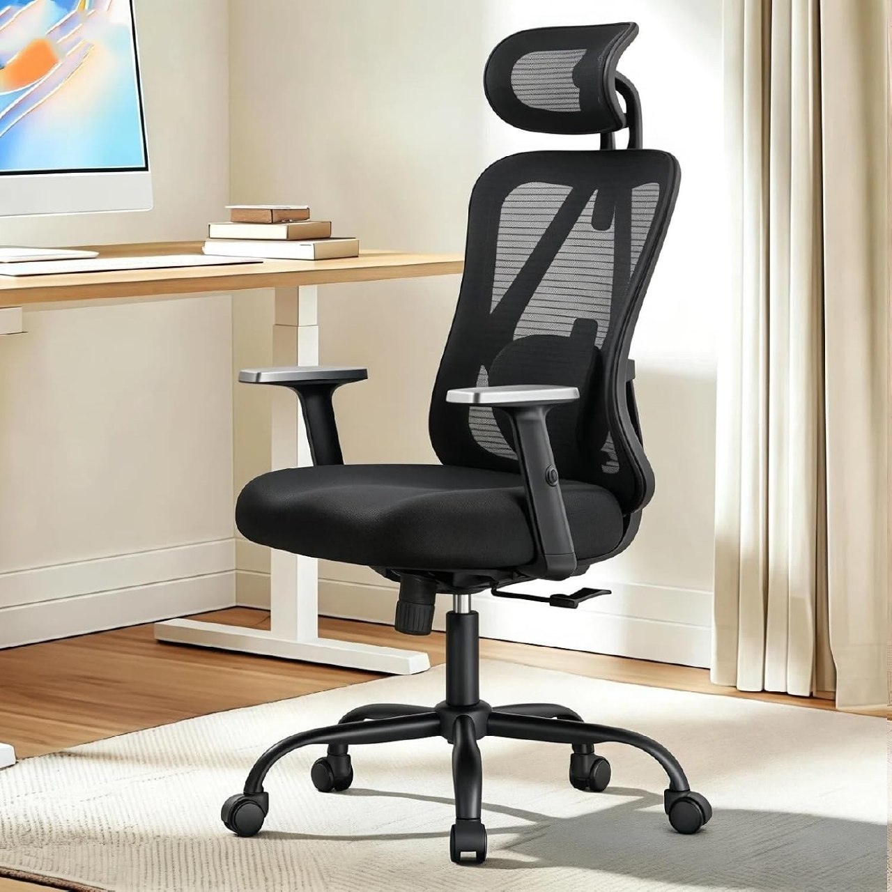 Cadeira de Escritório Ergonômica Preta Mesh