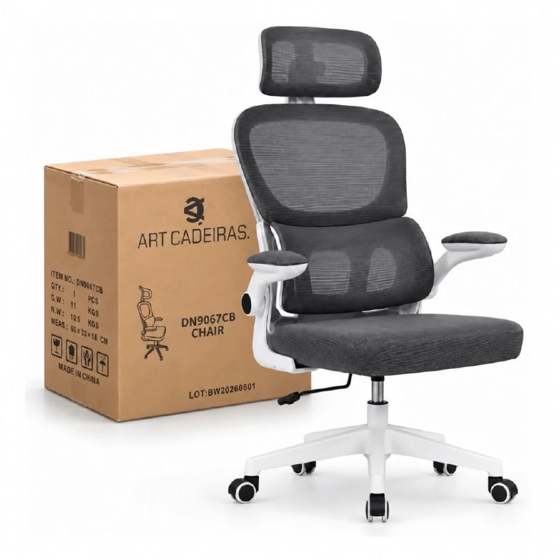 Cadeira de Escritório Ergonômica Mesh Cinza Presidente