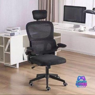 Cadeira de Escritório Ergonômica Estofada Preta