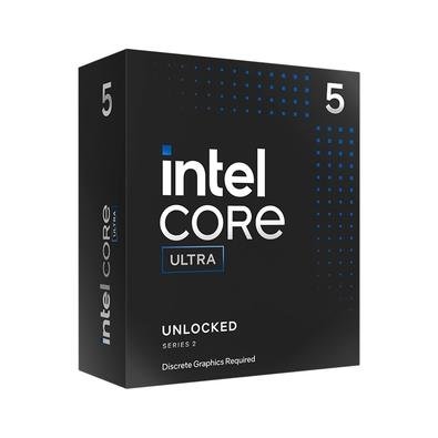 Caixa preta do processador Intel Core Ultra 5 com a marca Intel Core Ultra em destaque e indicação de série 2