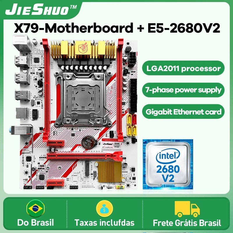 Kit Placa Mae Jieshuo X79 HM com Processador Intel Xeon E5 2680 V2