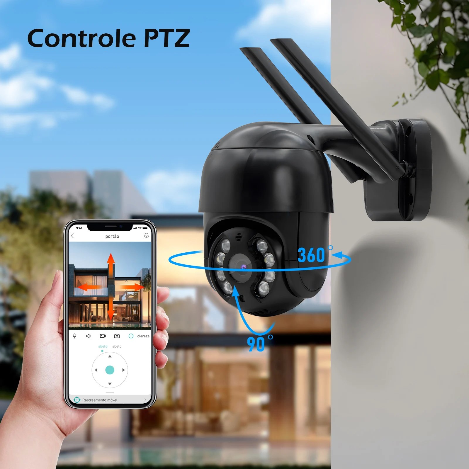 Camera de Seguranca Wi Fi ICSEE com Visao Noturna e Controle PTZ