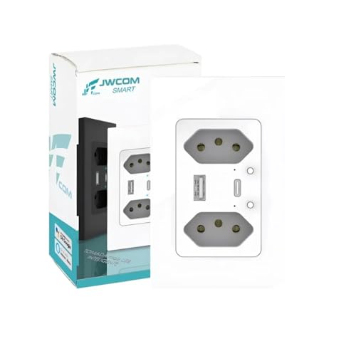 Tomada Dupla Inteligente JWCOM Smart Wi Fi com USB C