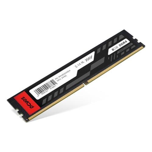 Módulo de memória RAM PCYES 8GB DDR4 3200MHz com dissipador de calor preto e detalhes em vermelho