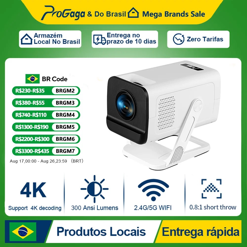 Projetor Inteligente ProGaga PG310 4K Android 300 ANSI