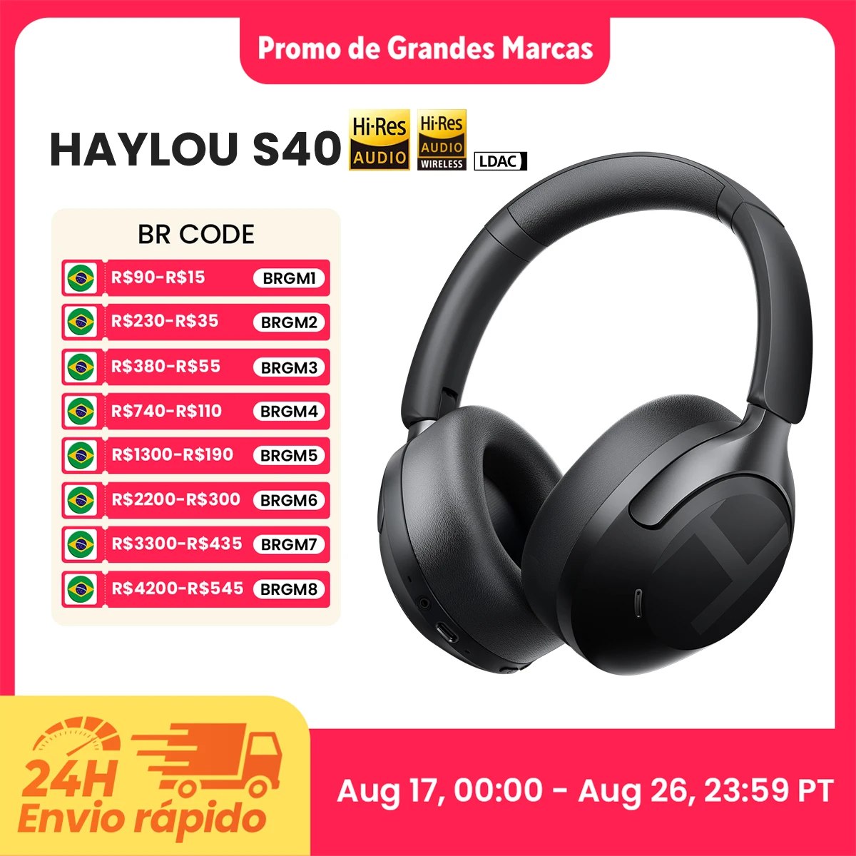 Fone de ouvido sem fio HAYLOU S40 ANC com cancelamento de ruido