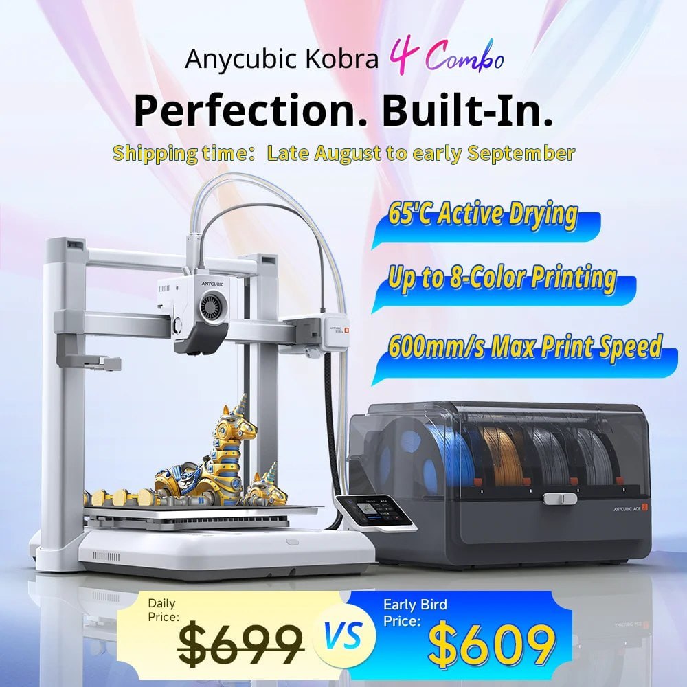 Impressora 3D Anycubic Kobra 4 Combo com Sistema ACE 2 Pro