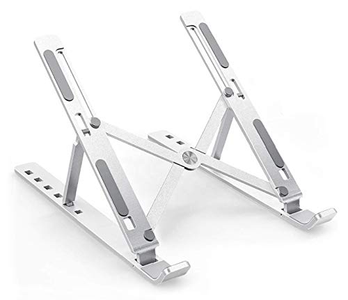 Suporte para notebook e MacBook em alumínio com altura ajustável, estrutura leve e design ergonômico