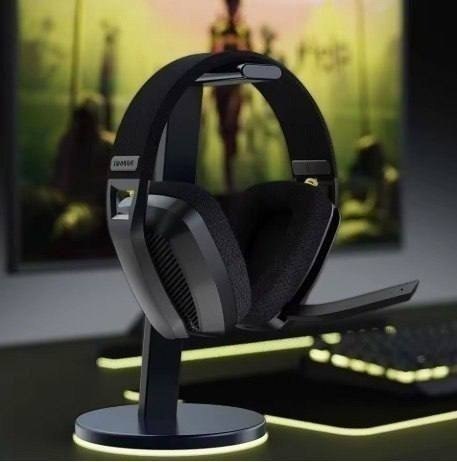 Headset gamer sem fio Binnune BW06 na cor preta, com microfone retrátil e design ergonômico