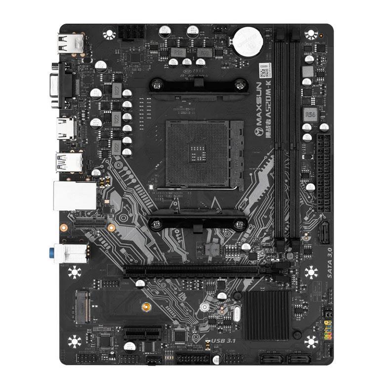 Placa mãe Maxsun Challenger A520M-K com socket AM4, formato M-ATX e chipset AMD A520, compatível com processadores AMD Ryzen