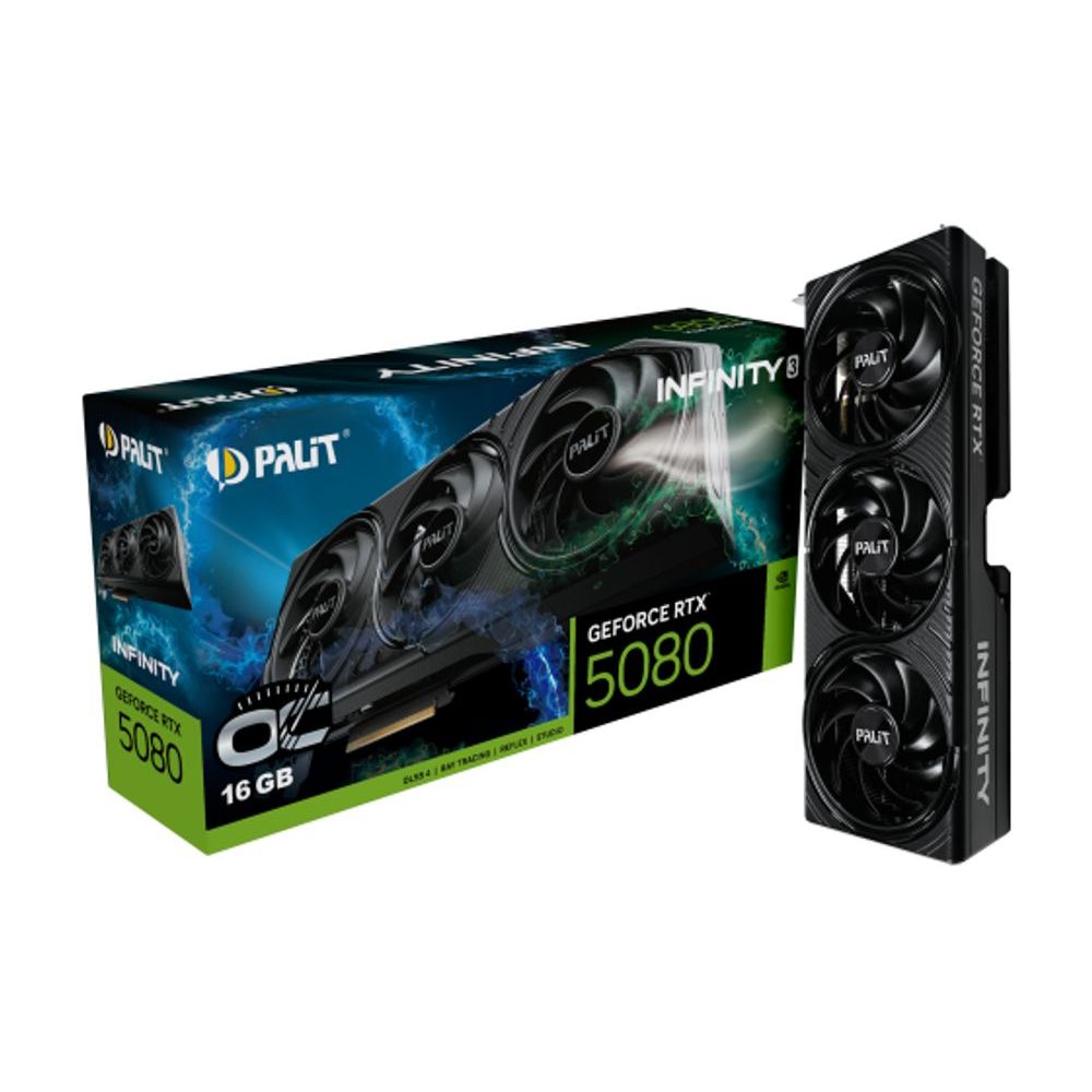 Placa de vídeo Palit GeForce RTX 5080 16GB Infinity 3 OC com design robusto e dissipador de calor