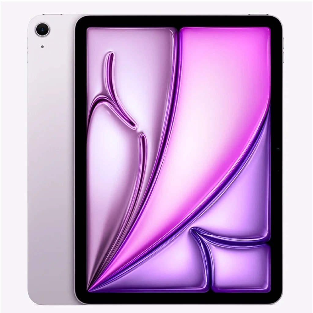 Tablet Apple iPad Air 2026 com tela de 11 polegadas, design ultrafino e cor roxa, exibindo o logotipo da Apple