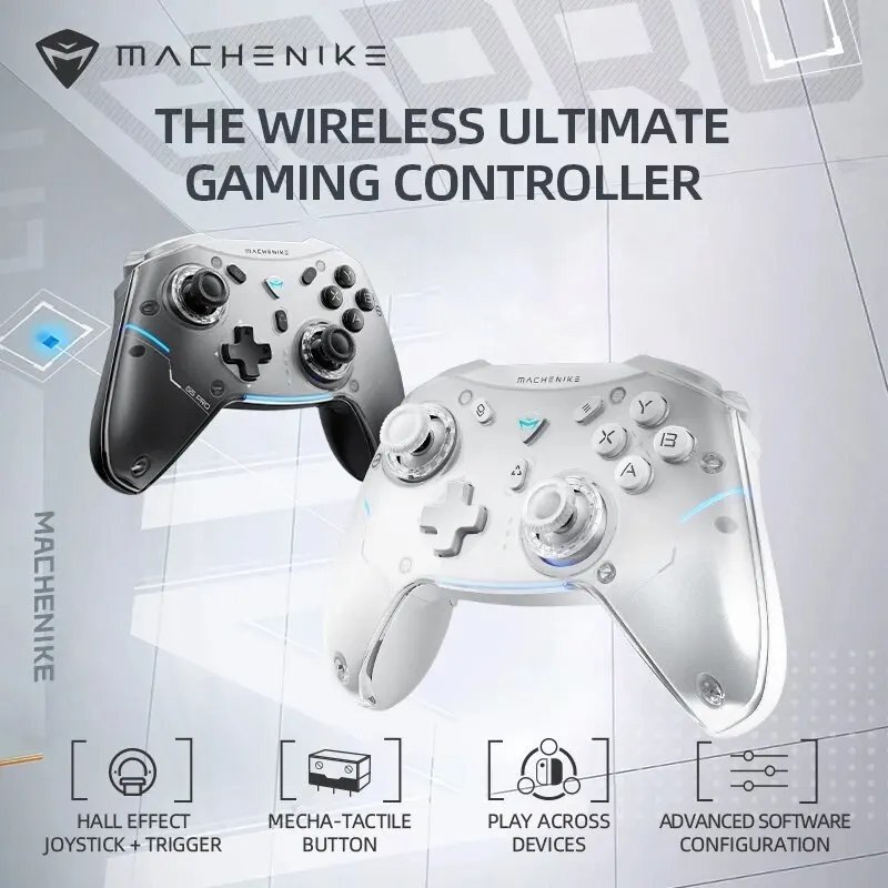 Controle sem fio Machenike G5 Pro V2 com joysticks Hall Effect e botões mecha-tácteis, compatível com múltiplos dispositivos
