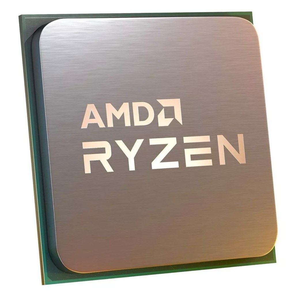 Processador AMD Ryzen 5 5600 OEM sem cooler em embalagem retangular com detalhes em laranja