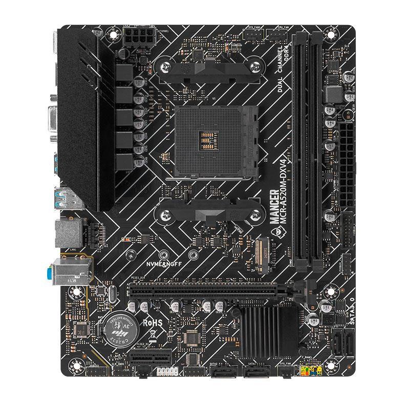 Placa-mãe Mancer A520M DX com chipset AMD A520, socket AM4 e slots DDR4, formato M-ATX