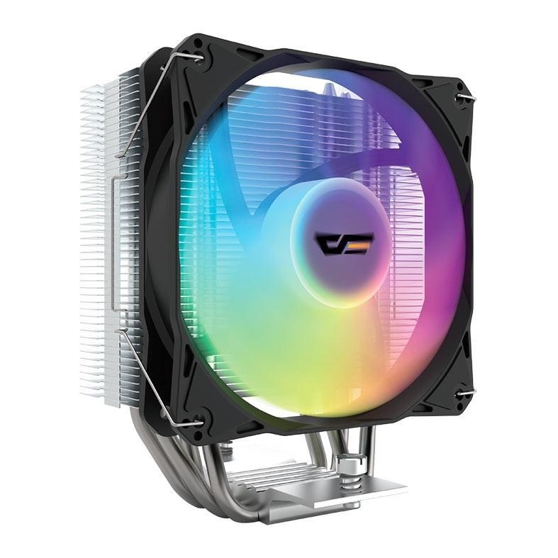 Cooler Aigo Darkflash Z4 com ventilador de 120mm e iluminação ARGB preta, projetado para dissipação de calor em processadores