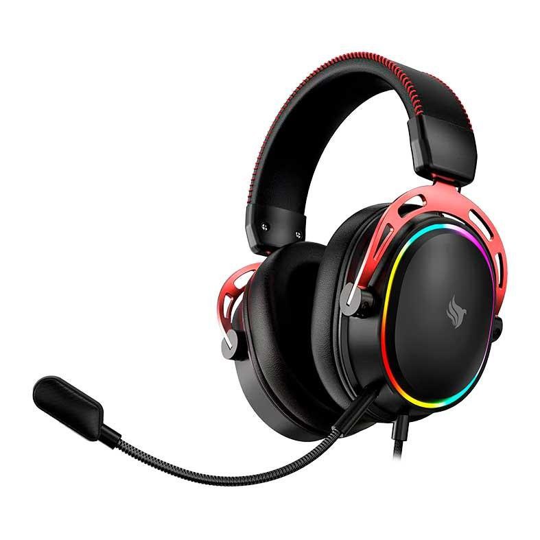 Headset gamer Pichau Vega Pro 7.1 com drivers de 50mm, microfone removível e design ergonômico em preto