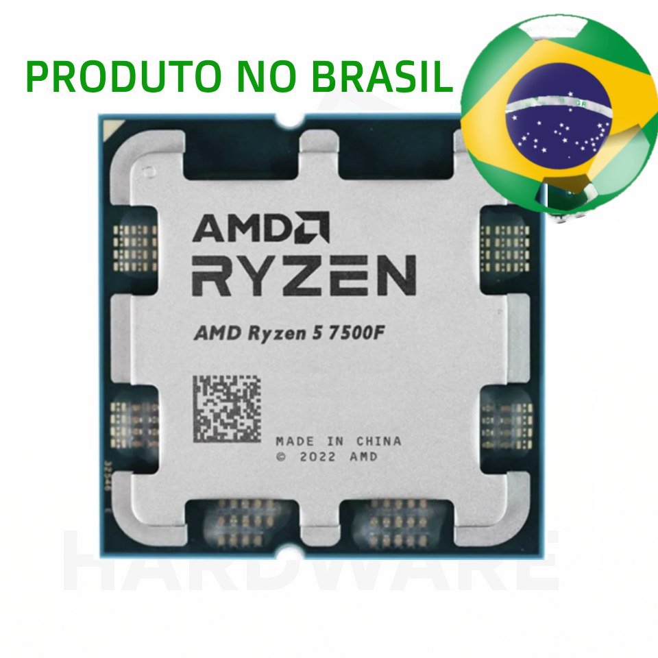 Processador AMD Ryzen 5 7500F com dissipador térmico incluso, modelo 100-000000597