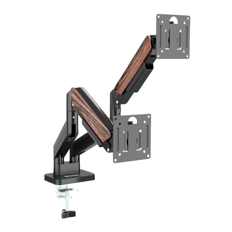 Suporte articulado Zinnia Rust 200 para monitores de 17 a 32 polegadas, em preto, com estrutura robusta e articulação ajustável.