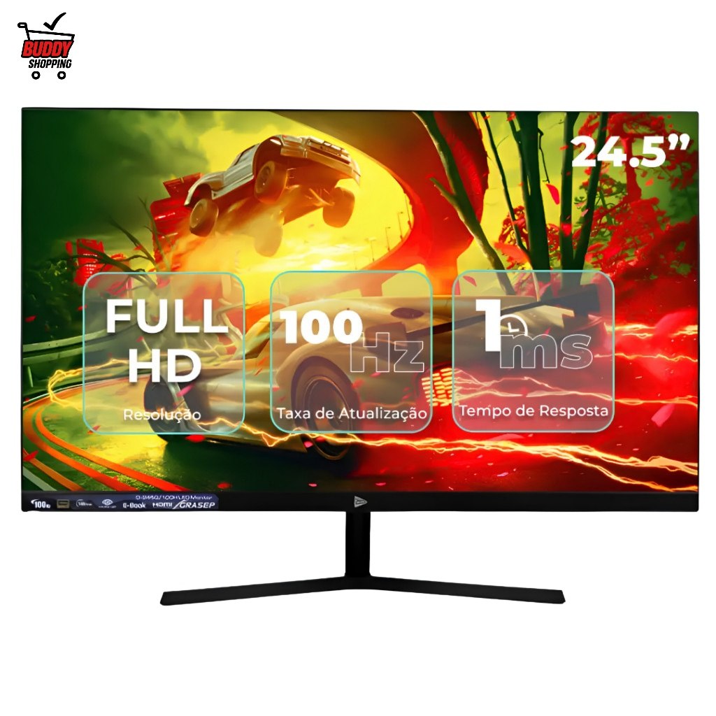 Monitor Gamer 24.5 polegadas Full HD com taxa de atualização de 180Hz e tempo de resposta de 1ms