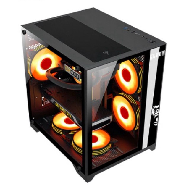 Gabinete gamer transparente tipo aquário para placas Micro ATX e Mini ITX com painéis laterais em acrílico