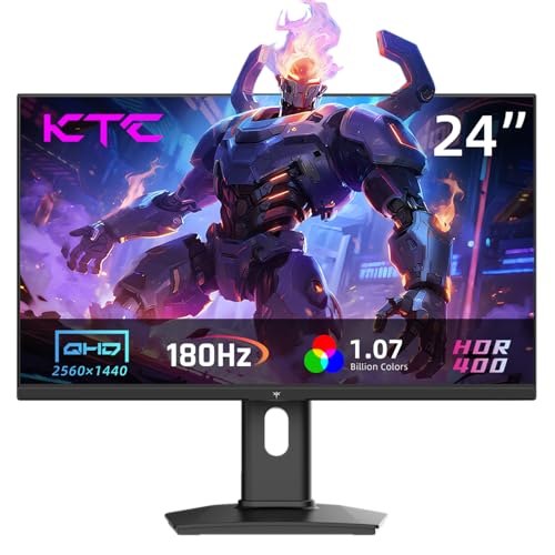 Monitor Gamer KTC 24 polegadas Fast IPS QHD com taxa de atualização de 180Hz, HDR400, AMD FreeSync Premium e NVIDIA G-SYNC, ajustável em altura e inclinação