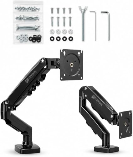 Suporte articulado para monitor com pistão a gás, design compacto e retrátil, compatível com VESA 75x75mm e 100x100mm, suporta monitores de 13 a 35 polegadas e peso de 2kg a 9kg