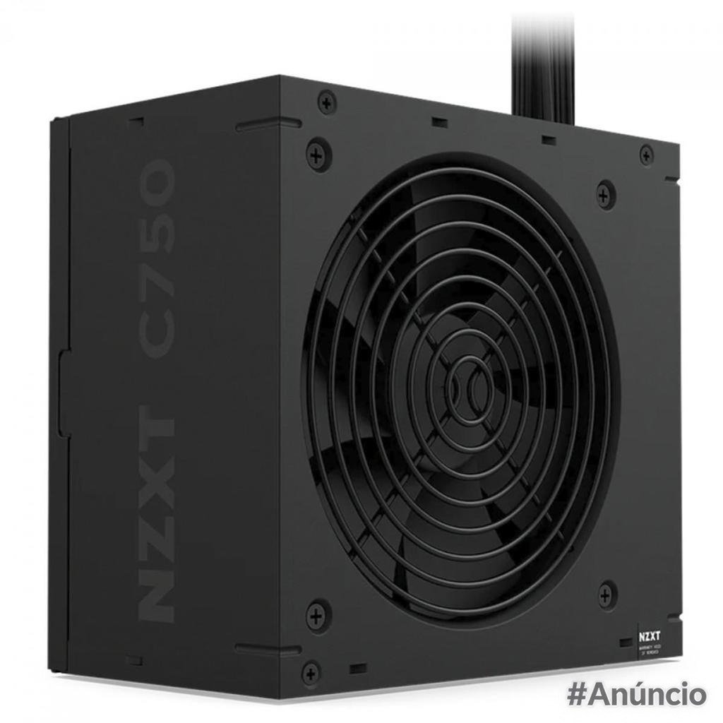 Fonte NZXT C750 Bronze 750W com design preto e conectores visíveis
