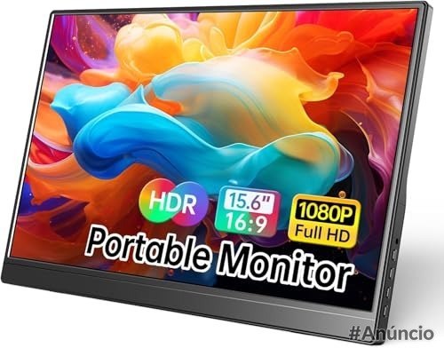 Monitor portátil LucZeng de 15,6 polegadas com tela Full HD, design ultra-slim e conectividade USB-C e HDMI
