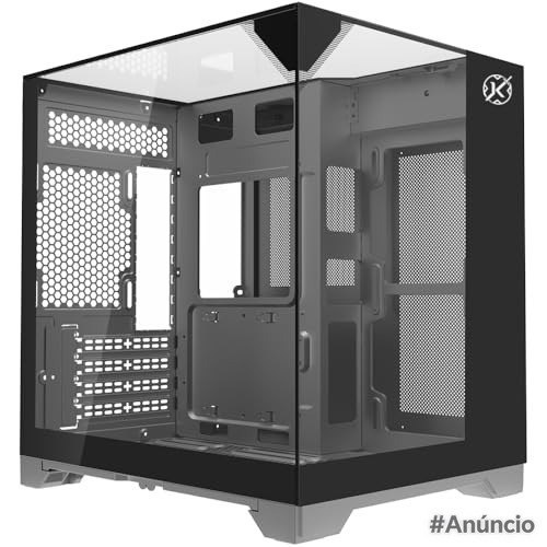 Gabinete Gamer Kalkan Midgard Vision Preto Micro ATX com painéis de vidro temperado triplo e design Aquário