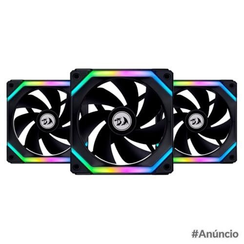 Kit Gamer Uni Fan RGB com 3 Fans UF-SL120-3B SI em preto, com ventiladores de 120mm e iluminação RGB