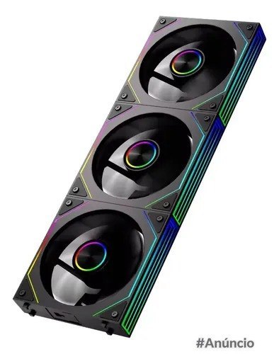 Kit com 3 coolers magnéticos de 120mm, cor preta, com iluminação ARGB Prism e conexão USB 5V