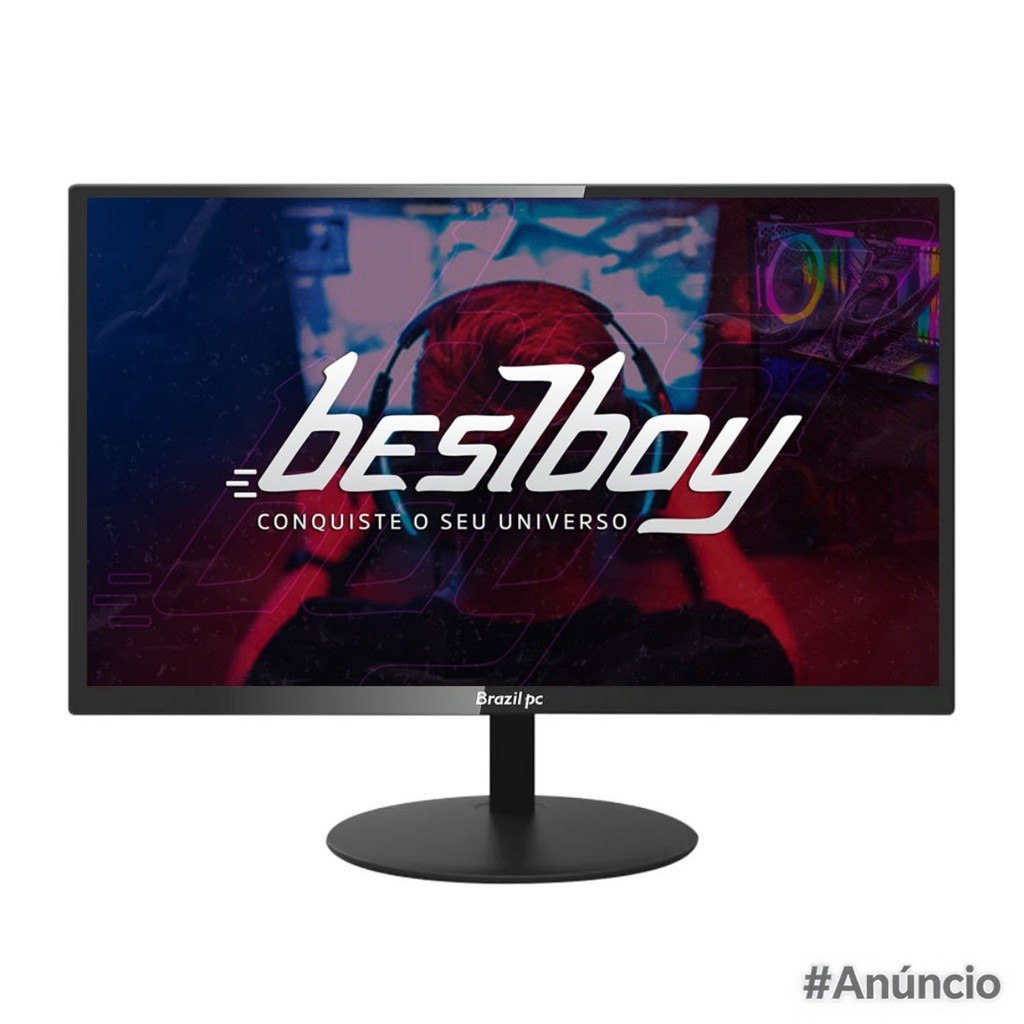 Monitor Brazilpc 19 polegadas LED widescreen com entradas HDMI e VGA, modelo BPC-19WE02-B, na cor preta