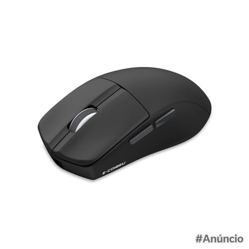 Mouse sem fio gamer preto com design ergonômico, conexão 2.4G e Bluetooth, sensor de 4000DPI e entrada USB-C