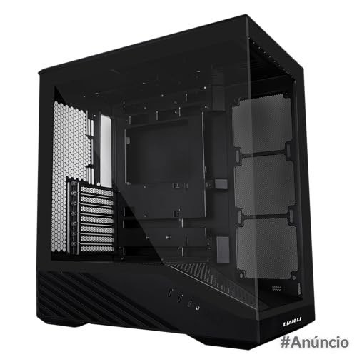 Gabinete Gamer Lian Li Vector V100 Preto com estrutura em alumínio, painel lateral temperado e ventilador traseiro incluso