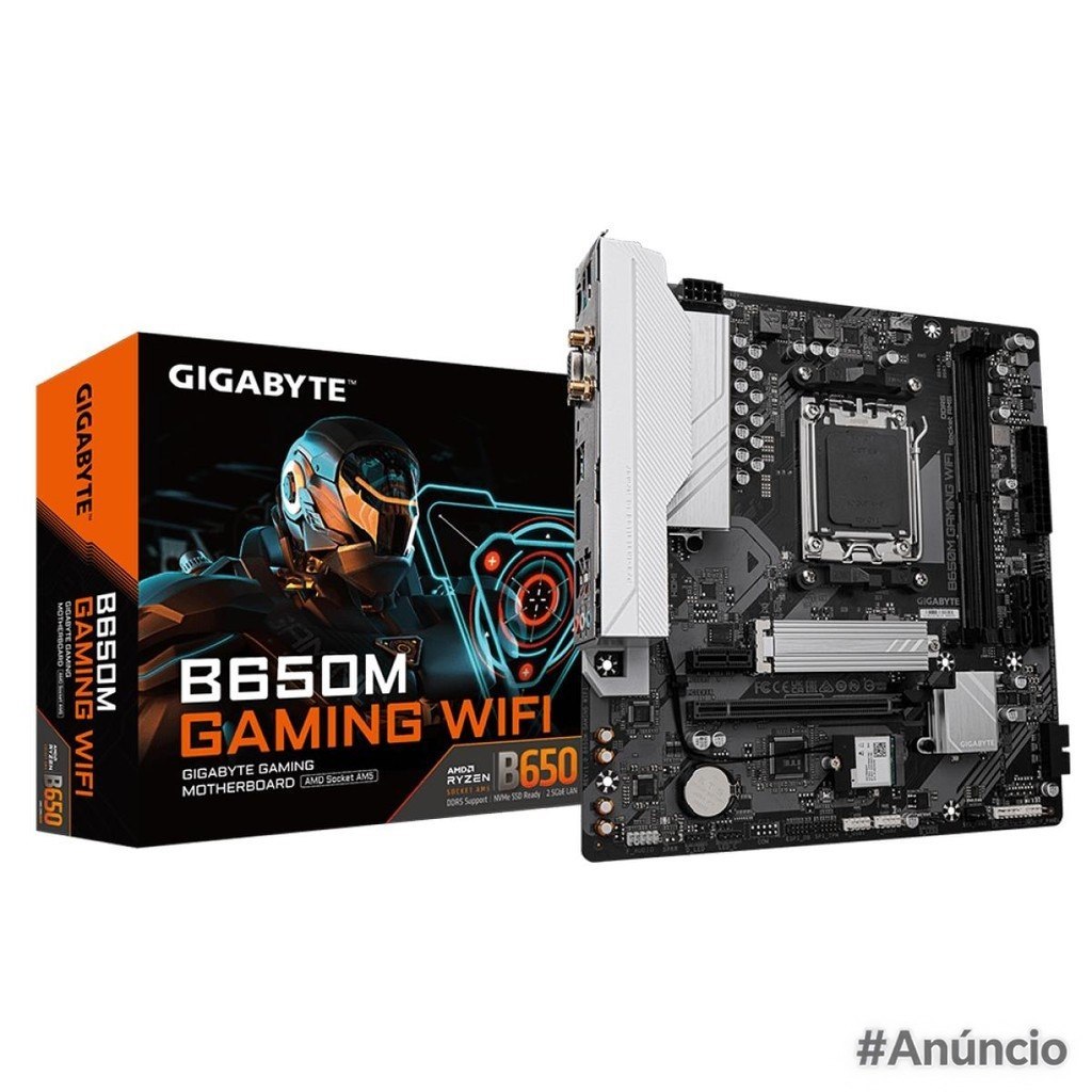 Placa mãe Gigabyte B650M Gaming WIFI com chipset B650, socket AM5, formato M-ATX e conectividade WiFi
