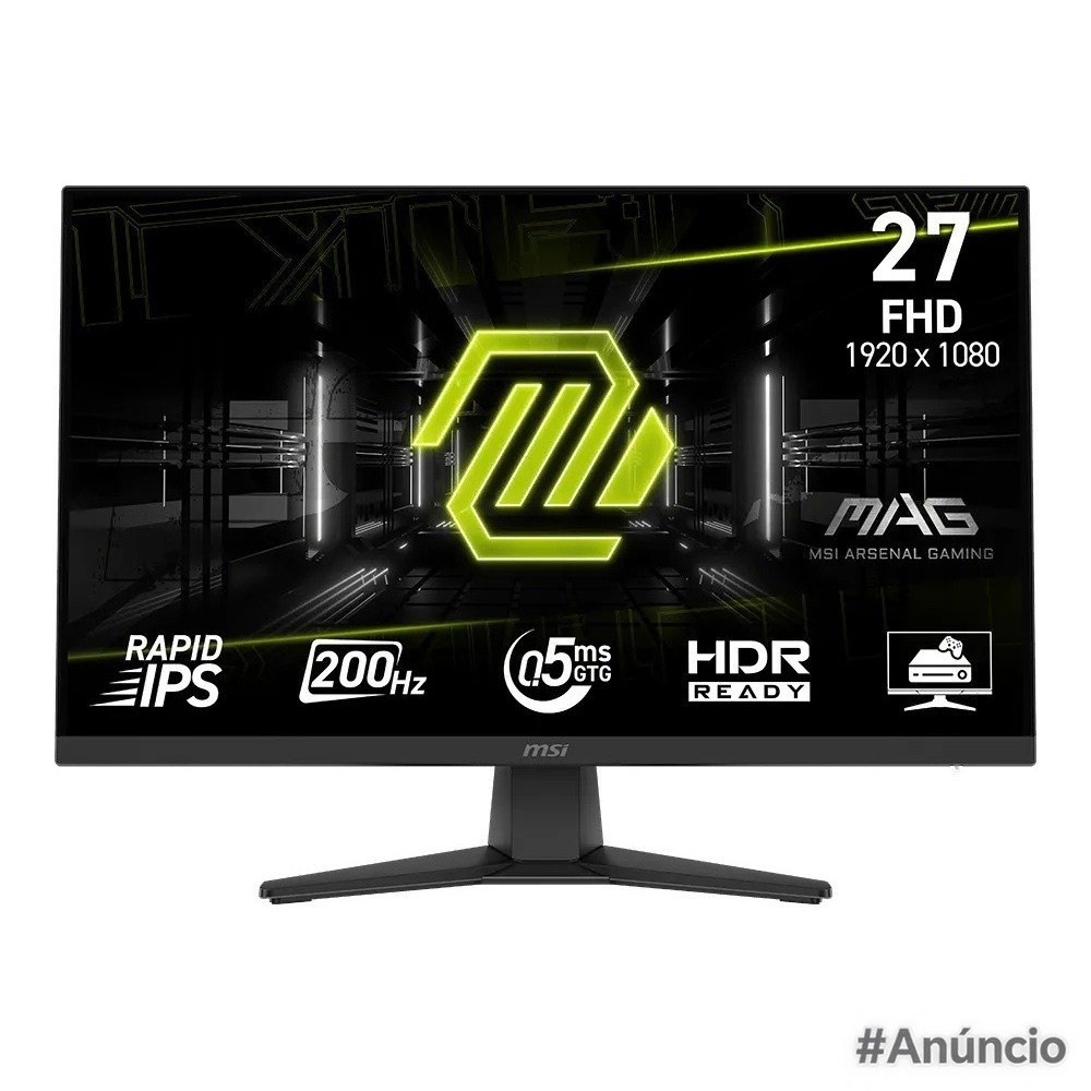 Monitor Gamer MSI MAG 272F de 27 polegadas com tela Full HD, taxa de atualização de 200Hz e design com iluminação RGB