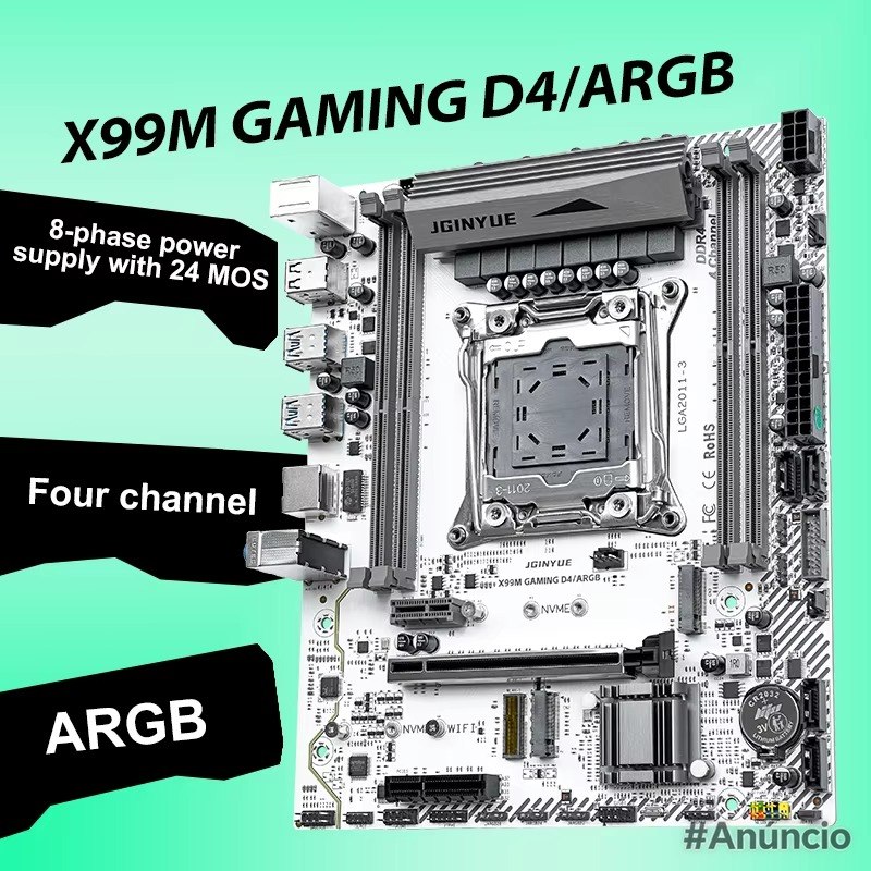 Placa-Mãe JGINYUE X99 GAMING D4/ARGB Quad Channel