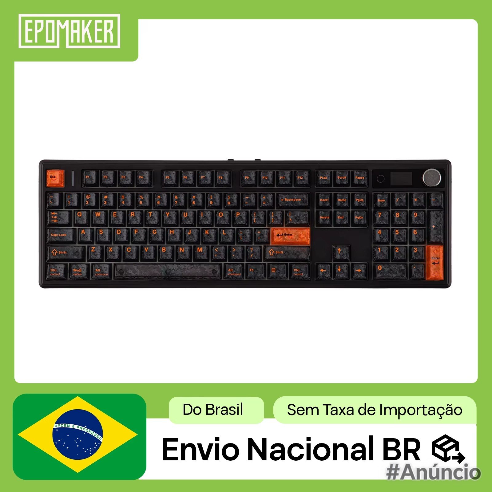 Teclado mecânico Epomaker Th108 V2 Pro, com Tela e Knob de volume