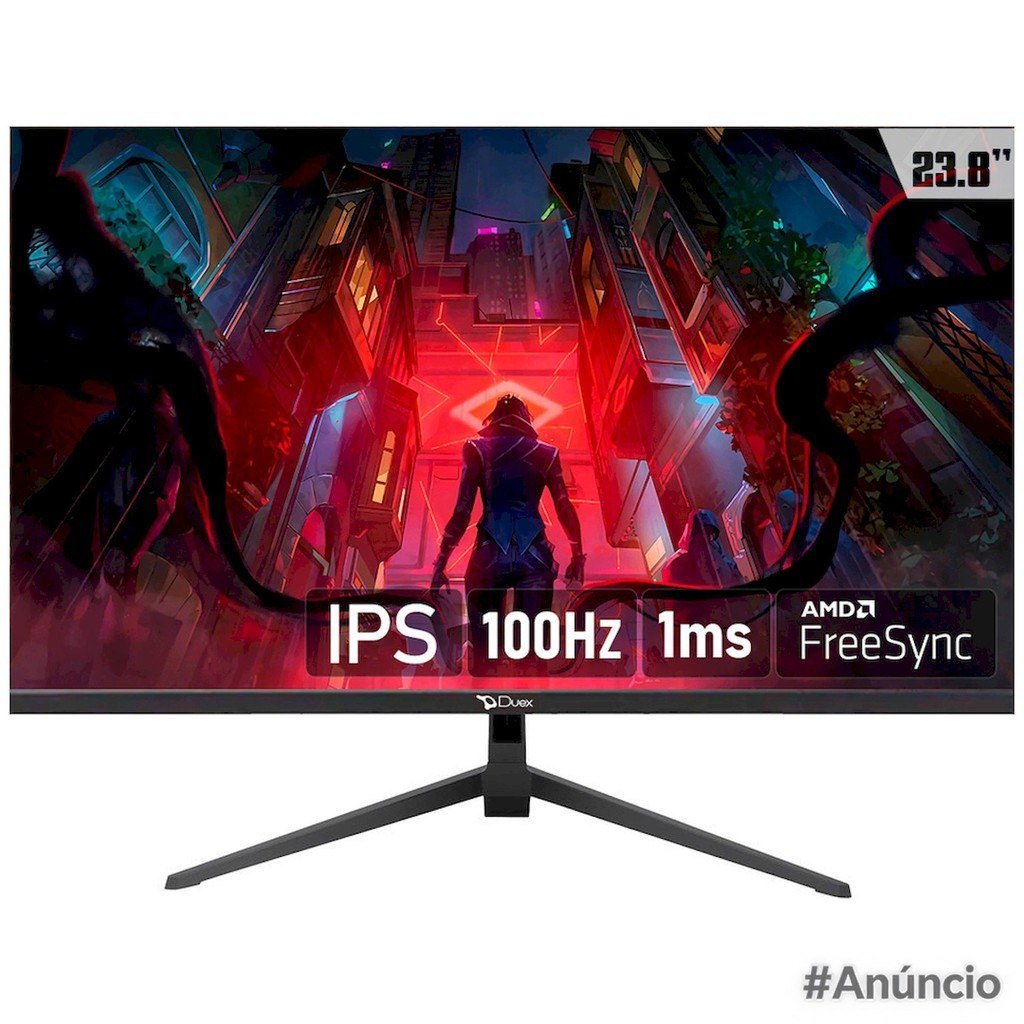 Monitor Gamer Duex, 23.8 Pol, IPS, FHD, 1ms, HDR, 100Hz, FreeSync, HDMI/VGA, Preto, DXMO238F100