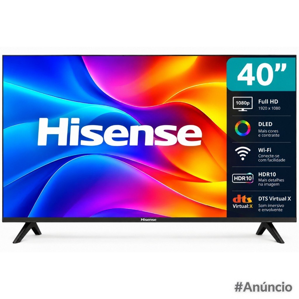Smart TV Hisense 40" Full HD DLED Wi-Fi HDR10 40A4NV DTS Virtual X