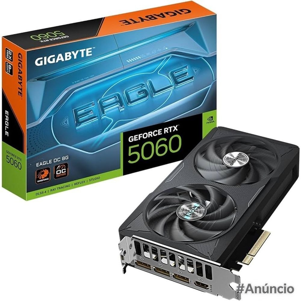 Placa de Vídeo NVIDIA GeForce GIGABYTE RTX 5060 Eagle OC 8GB GDDR7 128bit - 9VN5060EO-00-G10