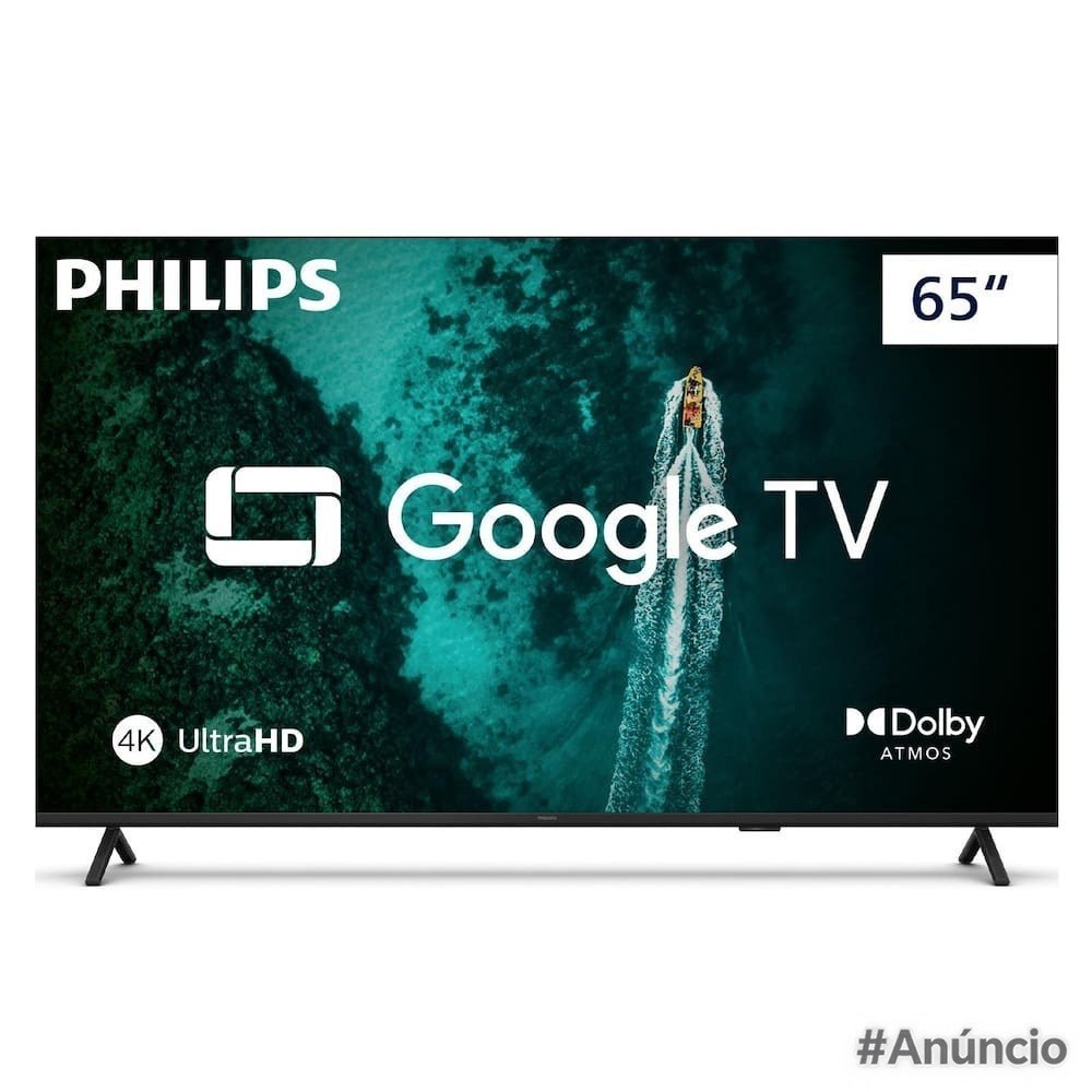 Smart TV 65 polegadas 4K Philips 65PUG7419/78 Google TV Comando de Voz Dolby Atmos