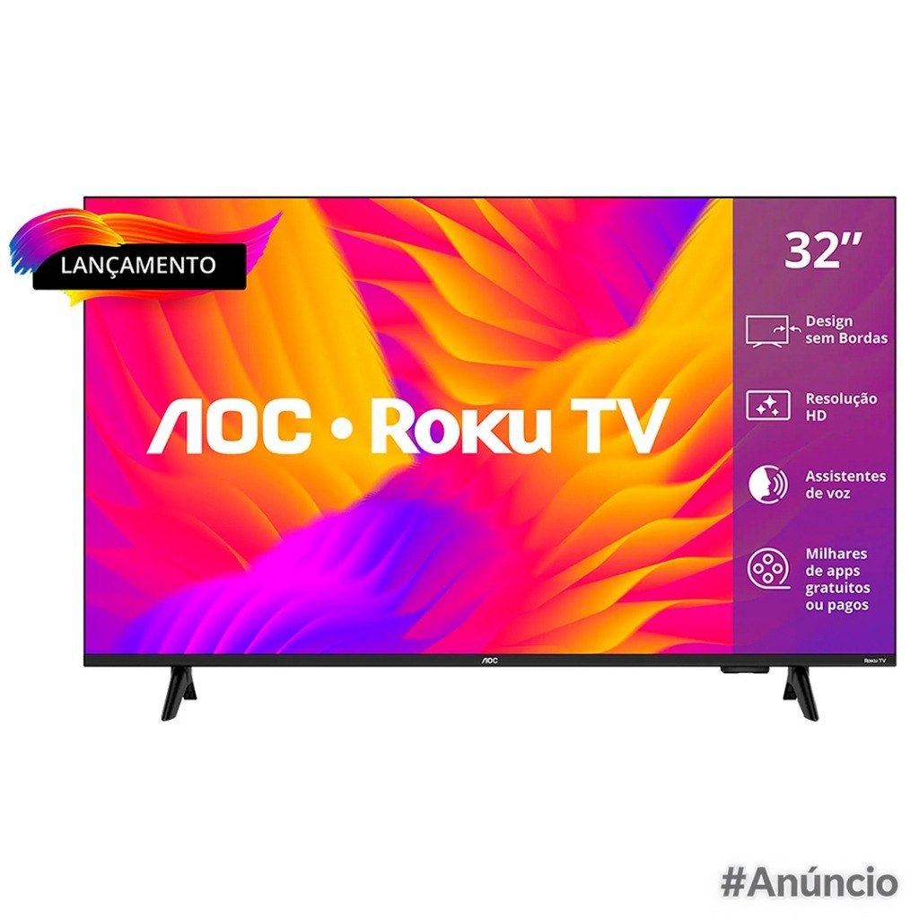 Smart TV AOC 32 polegadas LED HD Roku Wi-Fi HDMI Dolby Audio