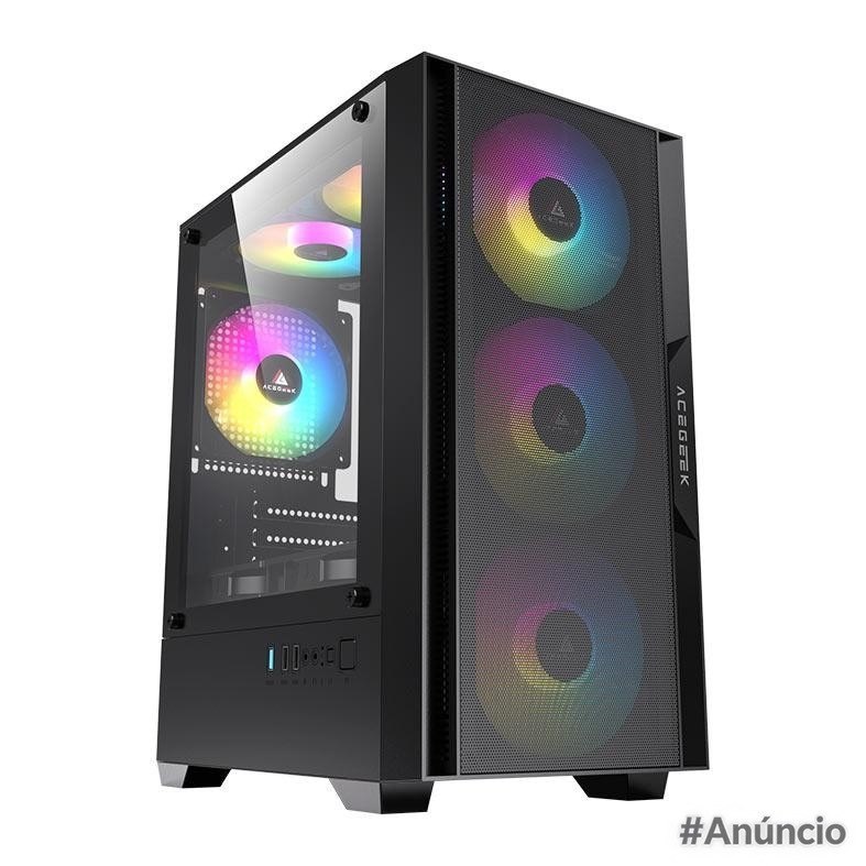 Gabinete Gamer Acegeek Stratus Mesh, Mid-Tower, Preto