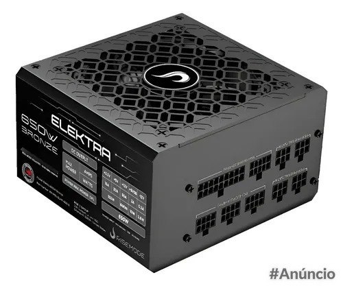 Fonte Gamer Rise Mode Elektra 650w Full Modular Selo Teclab Preto