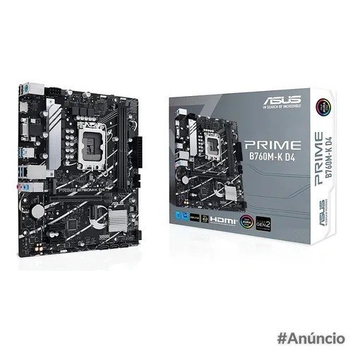 Placa-mãe Asus Prime B760m-k D4 Intel 1700 ie 4.0 Preto