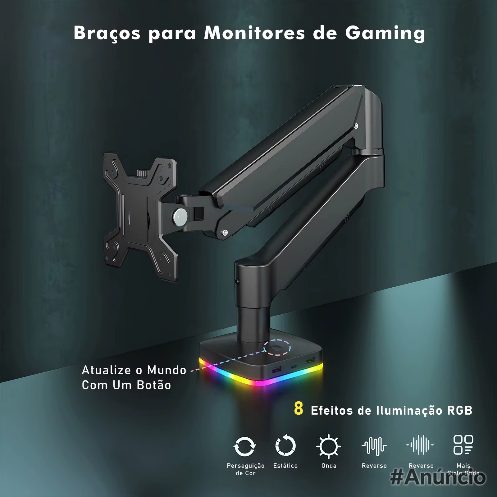 Braço Articulado Monitor RGB - 8 efeitos de iluminação 17" - 34" Polegadas