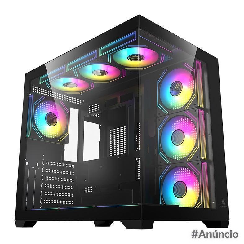 Gabinete Gamer Acegeek Omniview, Mid-Tower, Lateral de Vidro, Preto, AG-OMNIVIEW-BK